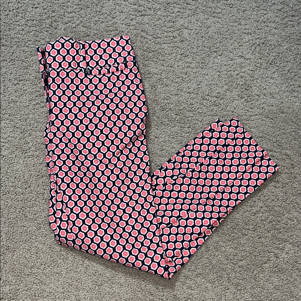 Ann Taylor Loft Riviera Chic Coral Pink Patterned Women's Cropped Pants